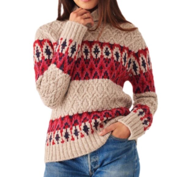 Faherty Sweaters - Faherty fair isle alpaca Blend mock neck sweater MEDIUM